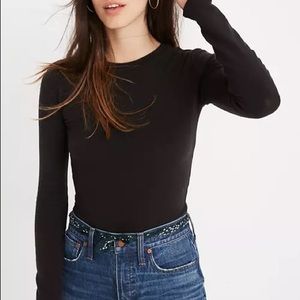 Madewell Crewneck Thong Bodysuit in Smoke